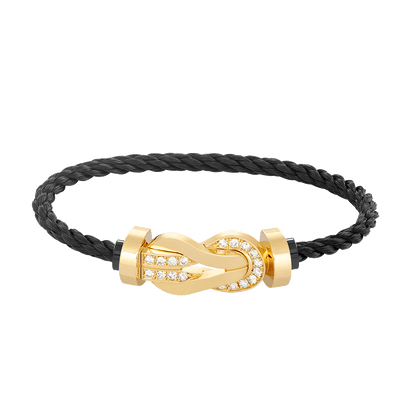 [Love More]CHANCE LARGE 8 FIGURE BUCKLE HALF DIAMOND BRACELET GOLD