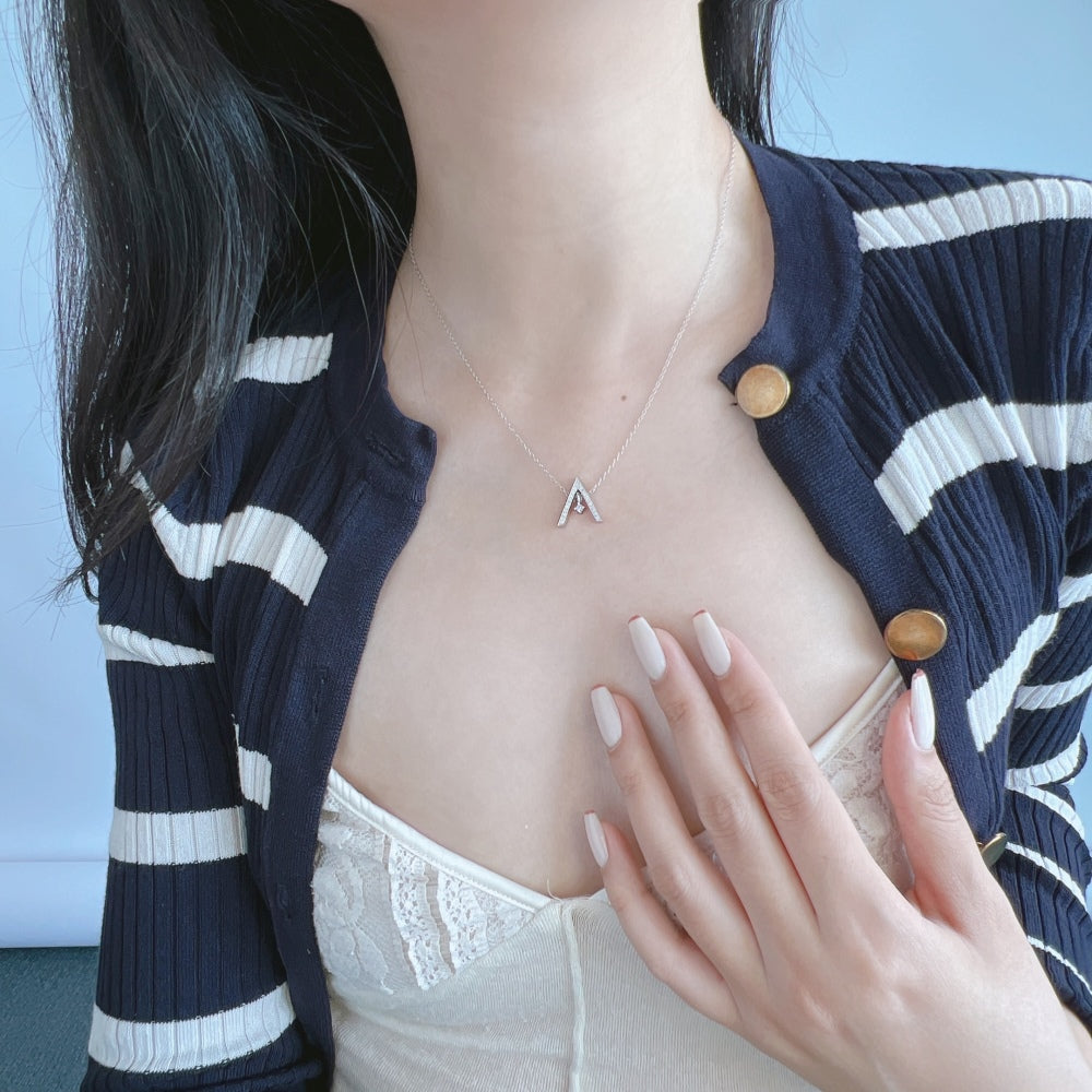 [Love More]Sparkling "A" Shape Necklace