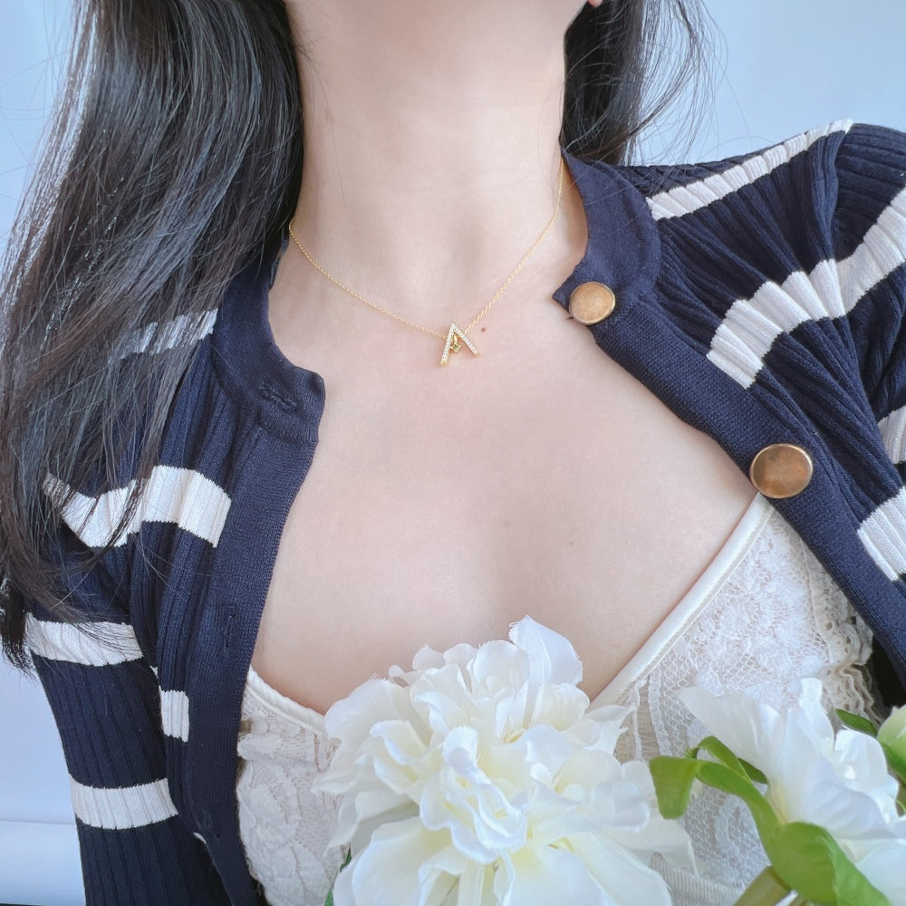 [Love More]Sparkling "A" Shape Necklace
