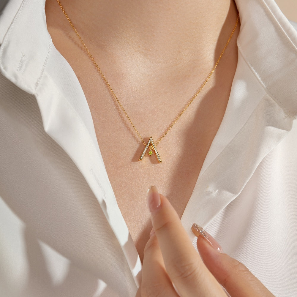 [Love More]Sparkling "A" Shape Necklace