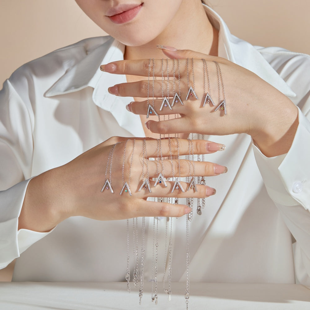 [Love More]Sparkling "A" Shape Necklace