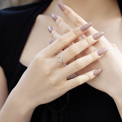 [Love More]Hollow Design Four-Leaf Clover Flower Shape Ring