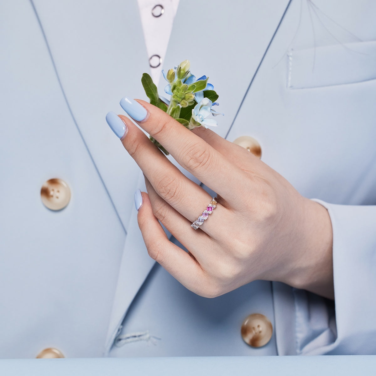 [Love More]Delicate Vibrant Emerald Cut Daily Ring