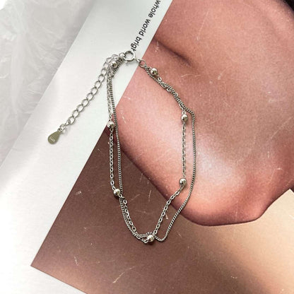 [Love More]Delicate Bead Double Layer Bracelet