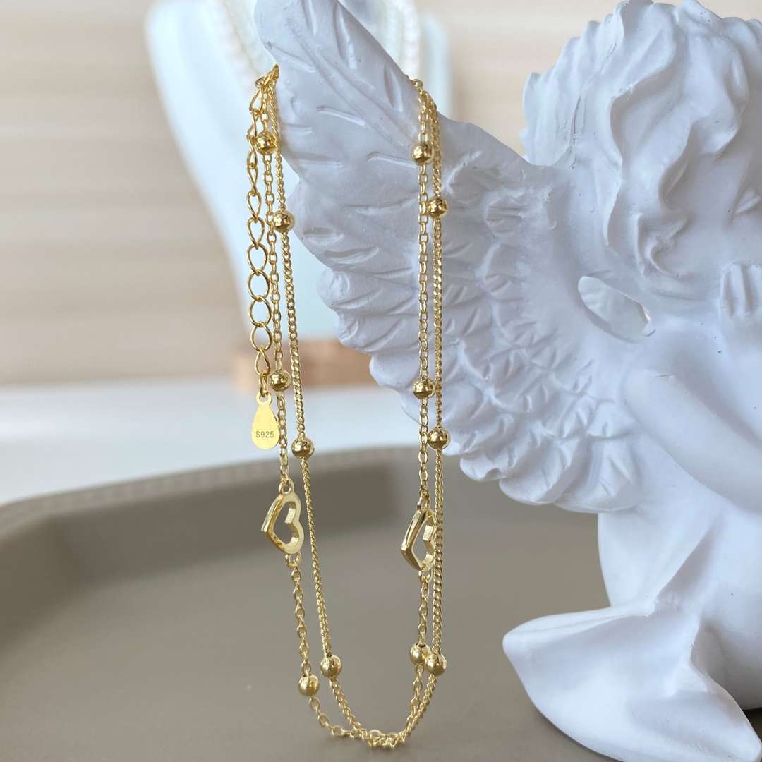 [Love More]Dainty Double Layer Love Heart Bracelet