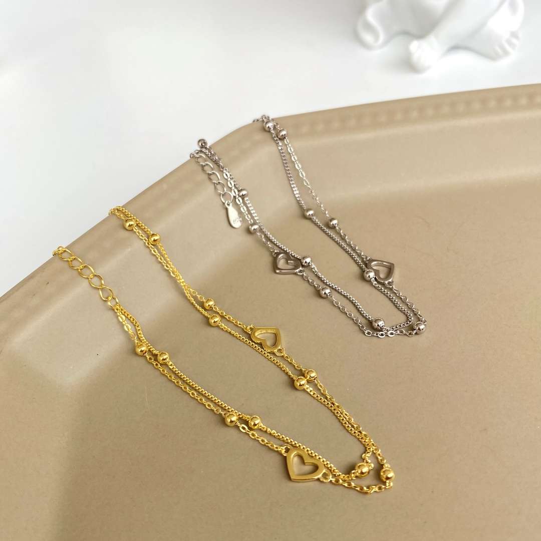 [Love More]Dainty Double Layer Love Heart Bracelet