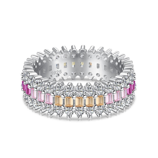 [Love More]Ornate Colorful Radiant Cut Daily Ring