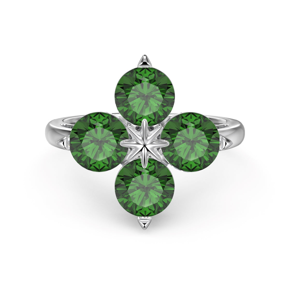[Love More]Four-Leaf Clover Eight-Pointed Star Ring