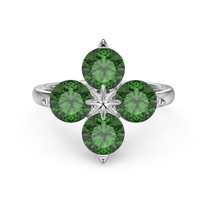 [Love More]Four-Leaf Clover Eight-Pointed Star Ring