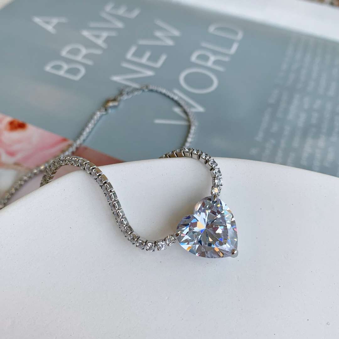 [Love More]8.0 Carat Versatile Colorful Sweet Heart-Shaped Tennis Necklace