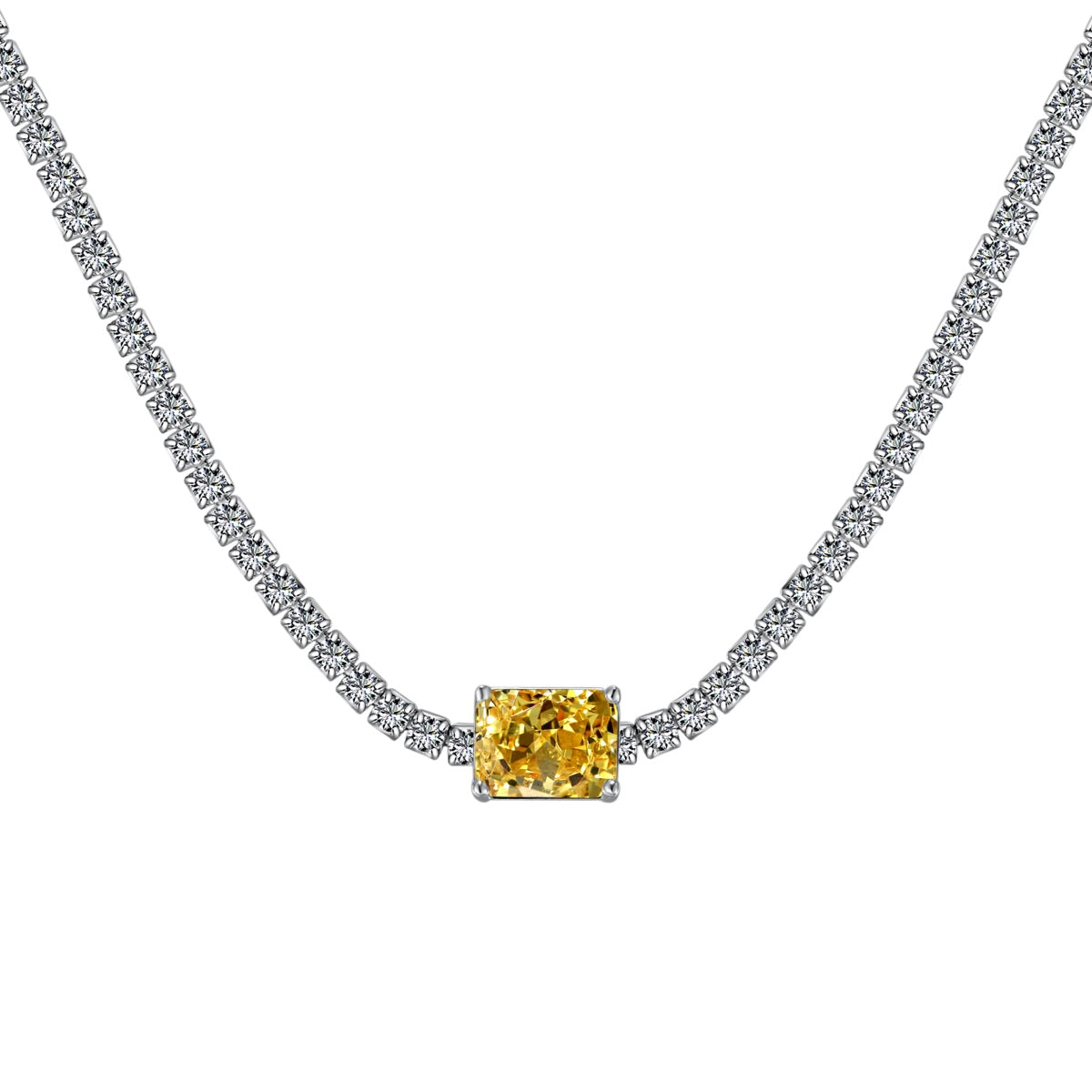 [Love More]2.0 carat Ornate Emerald Cut Necklace