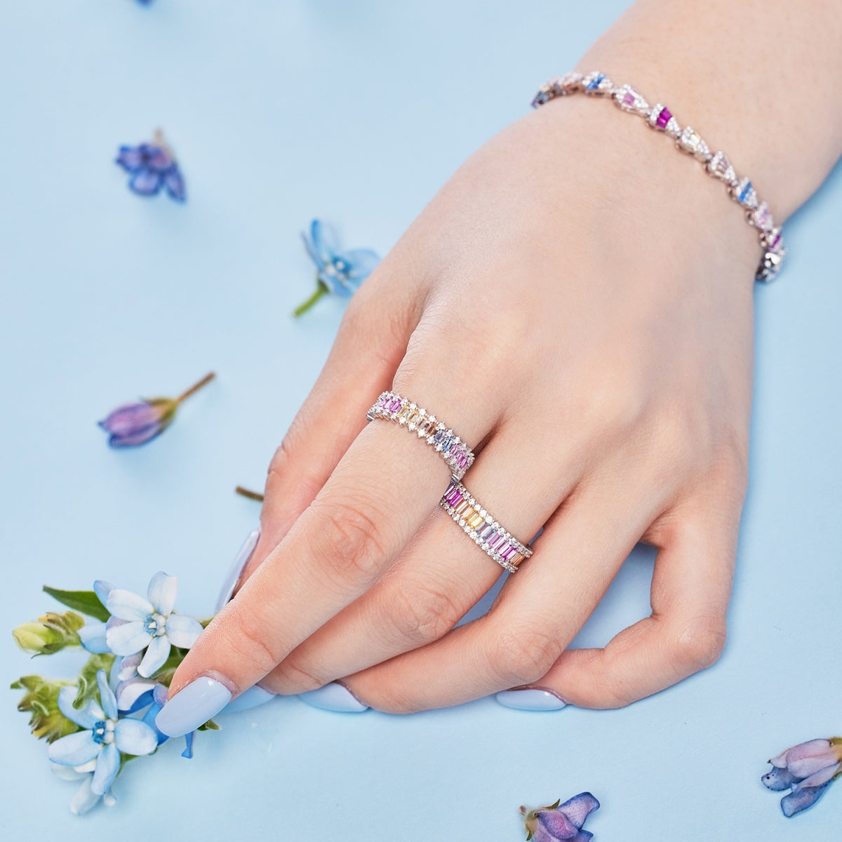 [Love More]Dainty Kaleidoscopic Emerald Cut Daily Ring