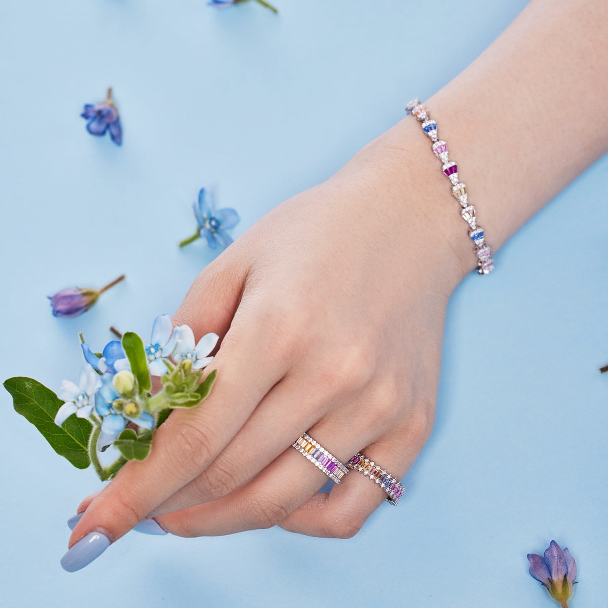 [Love More]Dainty Kaleidoscopic Emerald Cut Daily Ring