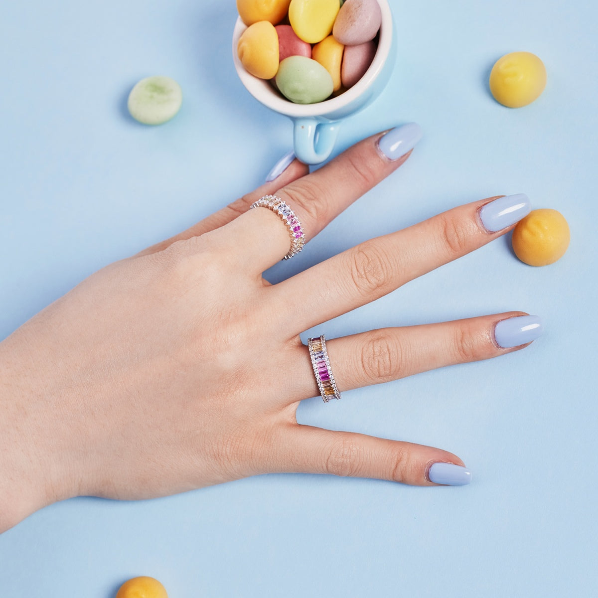 [Love More]Dainty Kaleidoscopic Emerald Cut Daily Ring