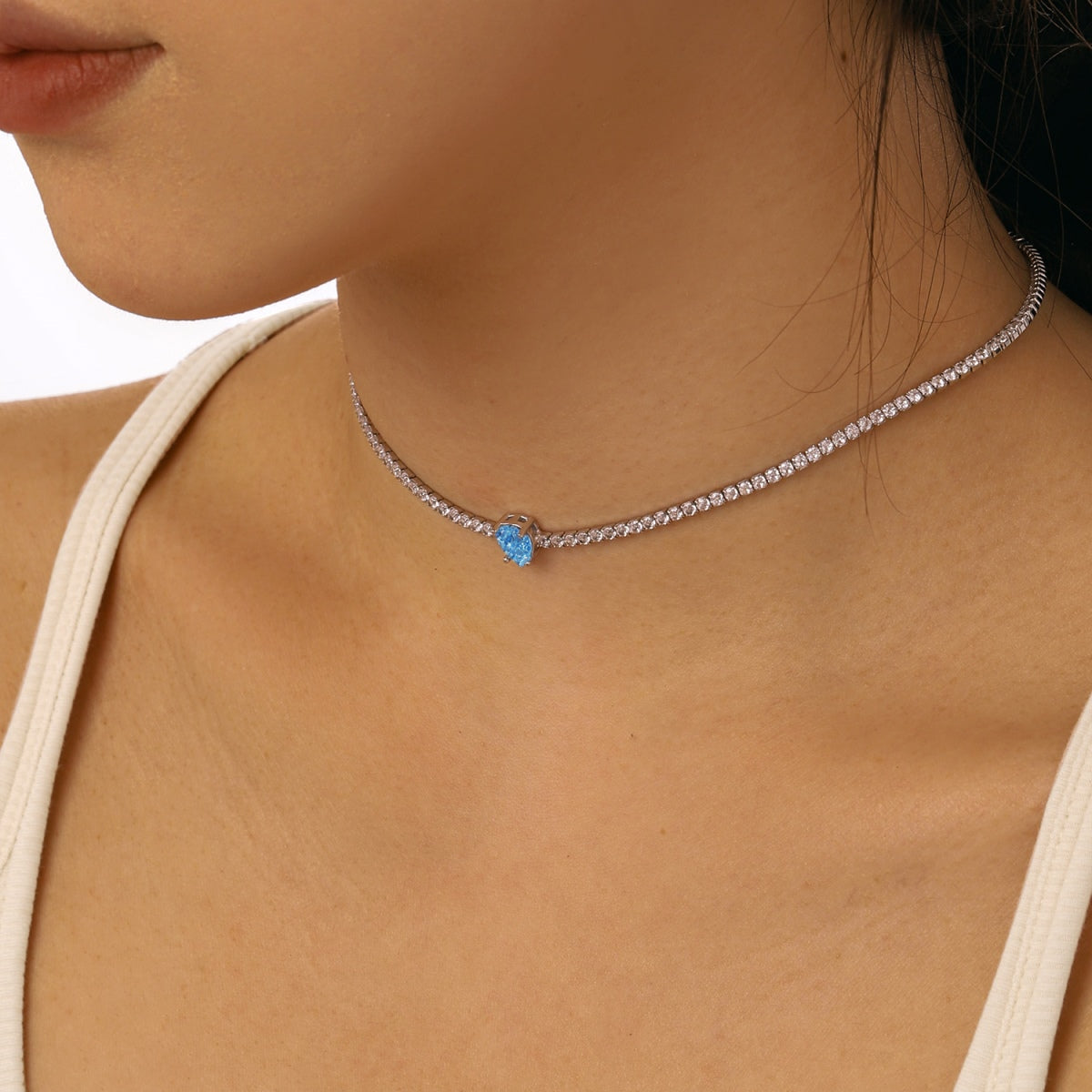 [Love More]1.0 carat Unique Pear Cut Tennis Necklace
