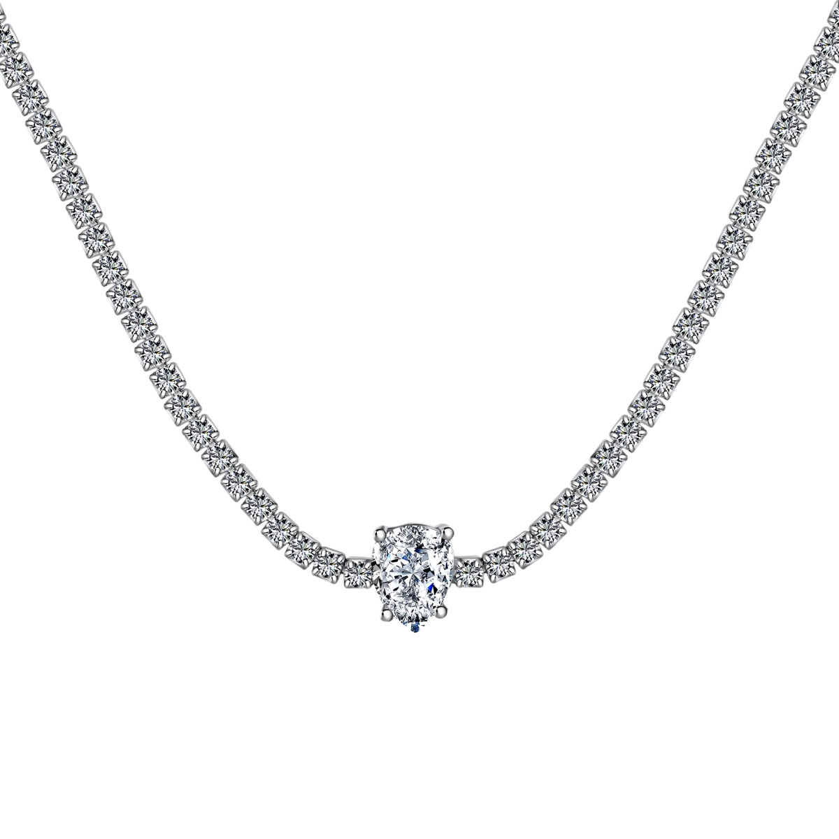 [Love More]1.0 carat Unique Pear Cut Tennis Necklace