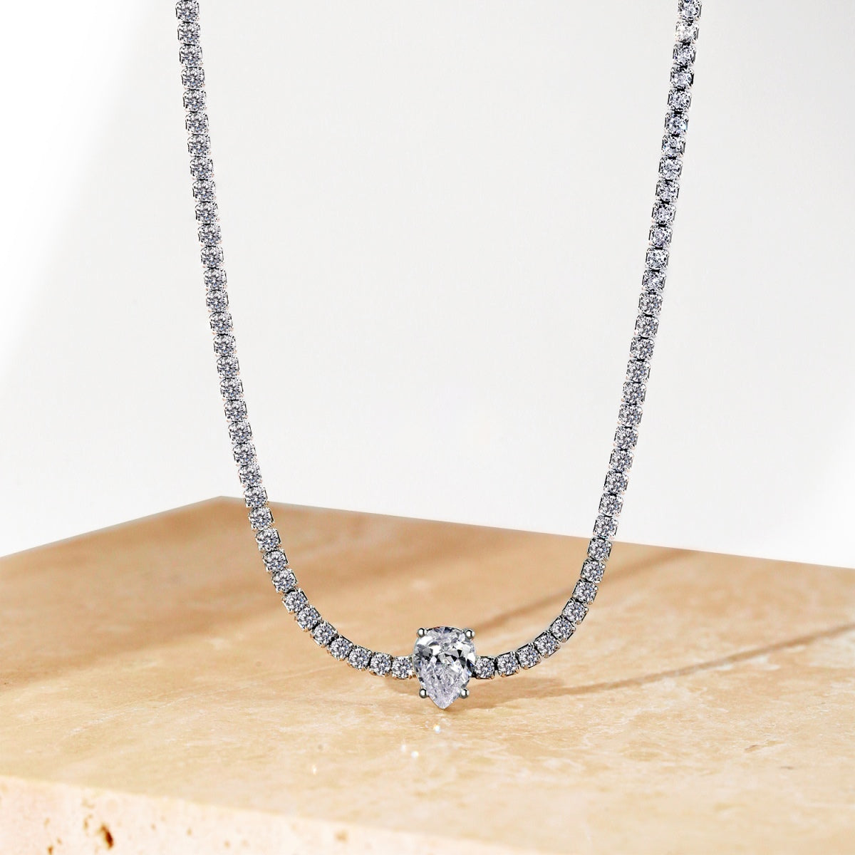 [Love More]1.0 carat Unique Pear Cut Tennis Necklace