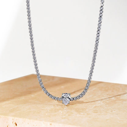 [Love More]1.0 carat Unique Pear Cut Tennis Necklace