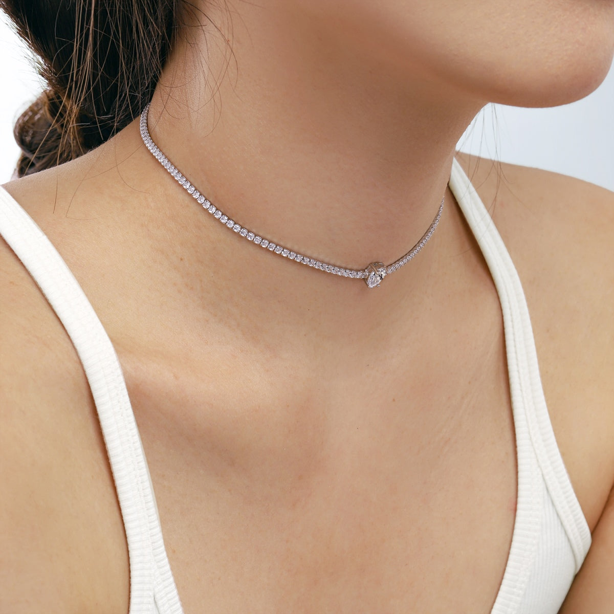 [Love More]1.0 carat Unique Pear Cut Tennis Necklace