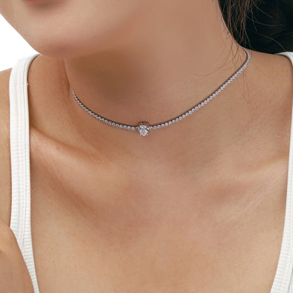 [Love More]1.0 carat Unique Pear Cut Tennis Necklace