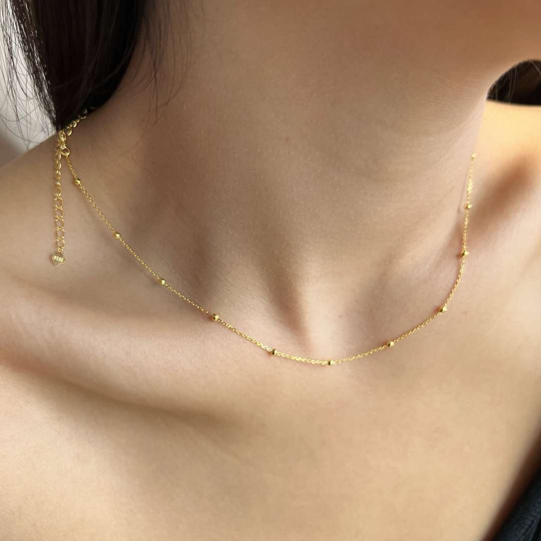 [Love More]Small Bead Clavicle Chain Simple Necklace