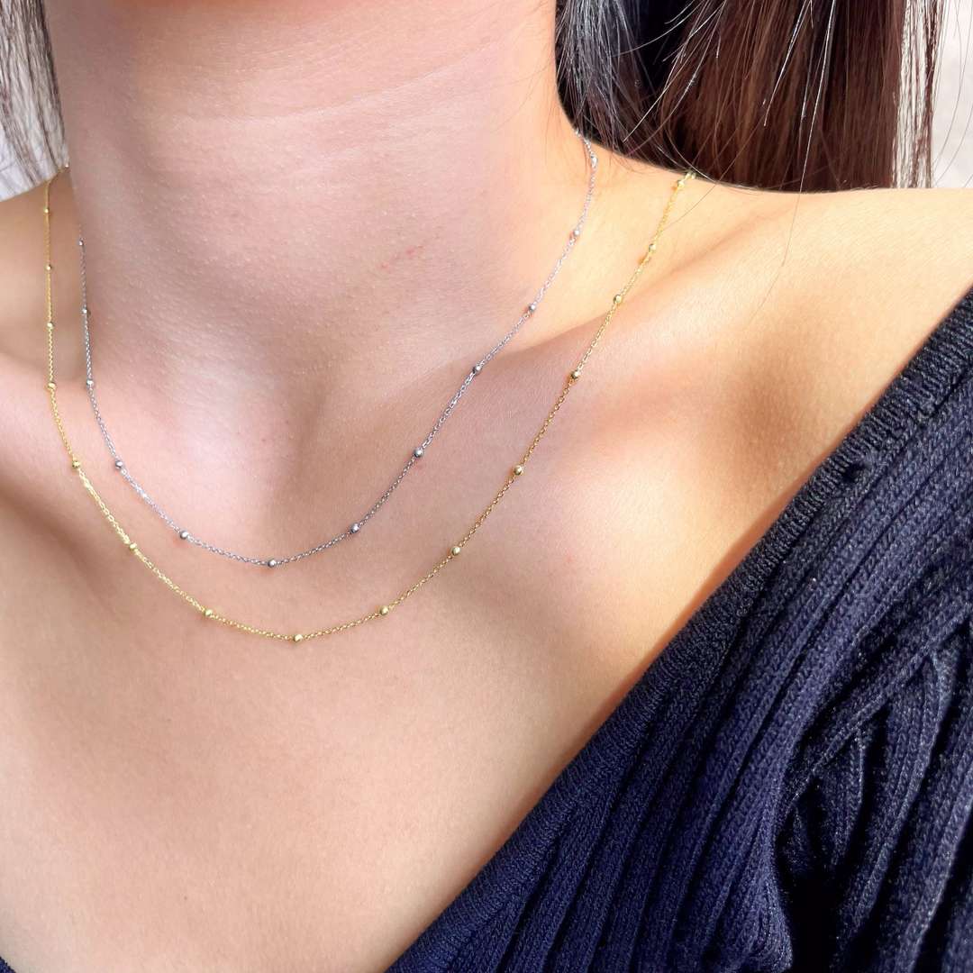 [Love More]Small Bead Clavicle Chain Simple Necklace