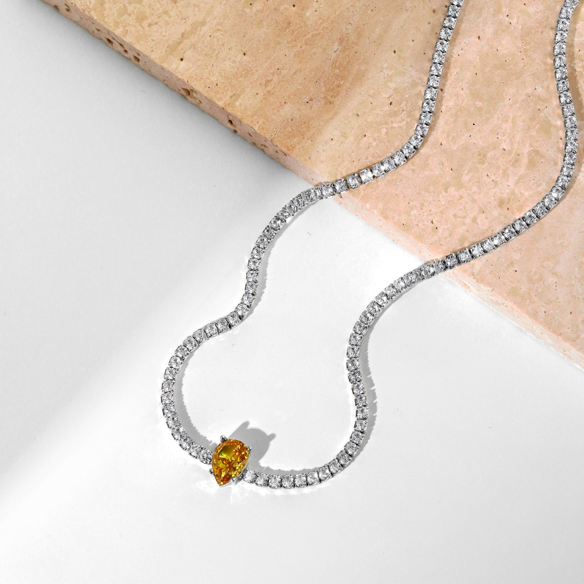 [Love More]1.0 carat Unique Pear Cut Tennis Necklace