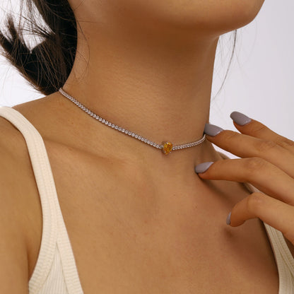 [Love More]1.0 carat Unique Pear Cut Tennis Necklace
