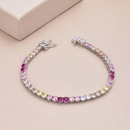 [Love More]Radiant Colorful Round Cut Tennis Bracelet