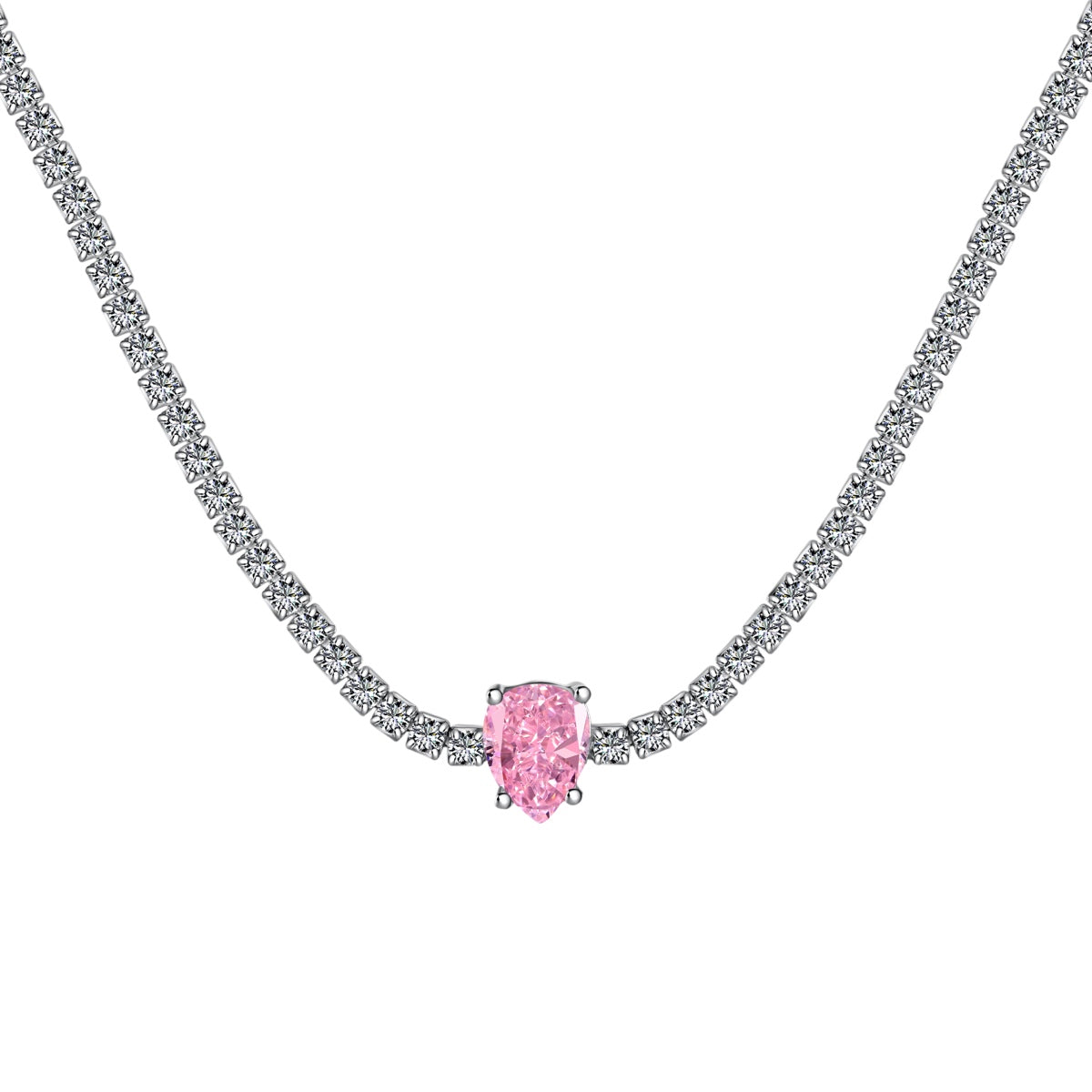 [Love More]1.0 carat Unique Pear Cut Tennis Necklace