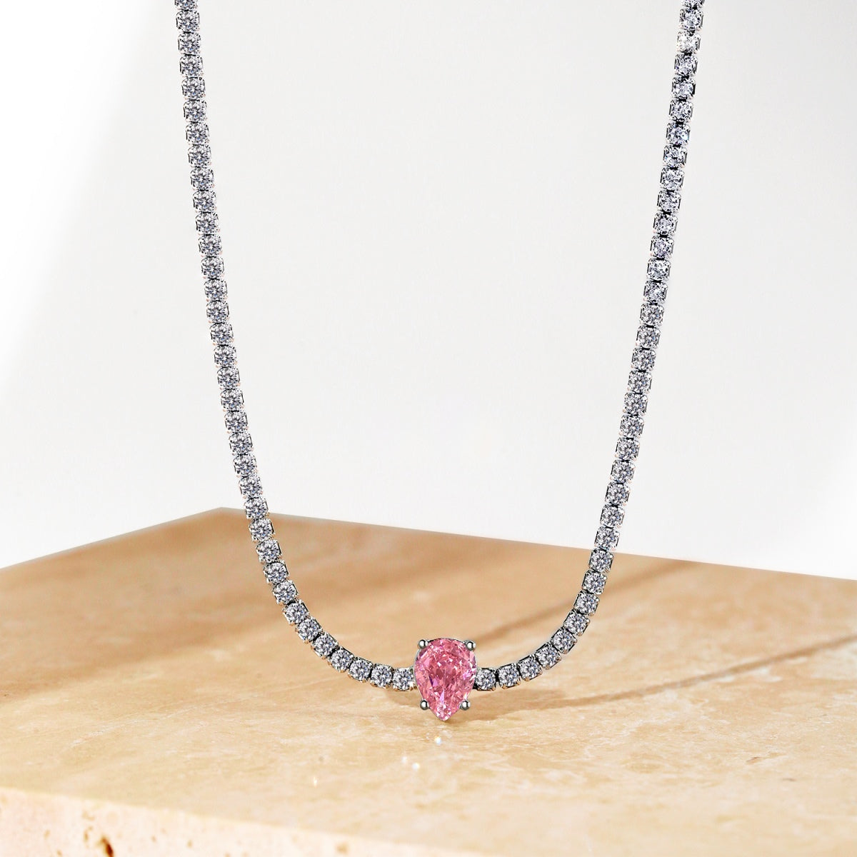 [Love More]1.0 carat Unique Pear Cut Tennis Necklace