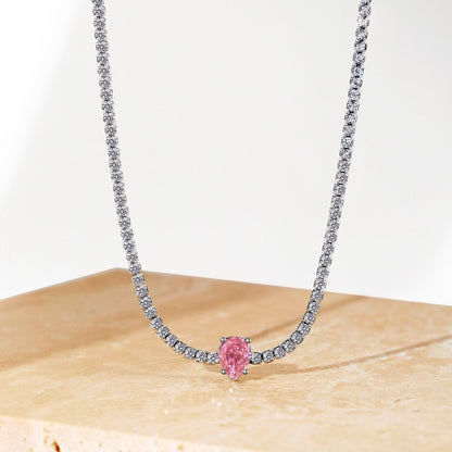 [Love More]1.0 carat Unique Pear Cut Tennis Necklace