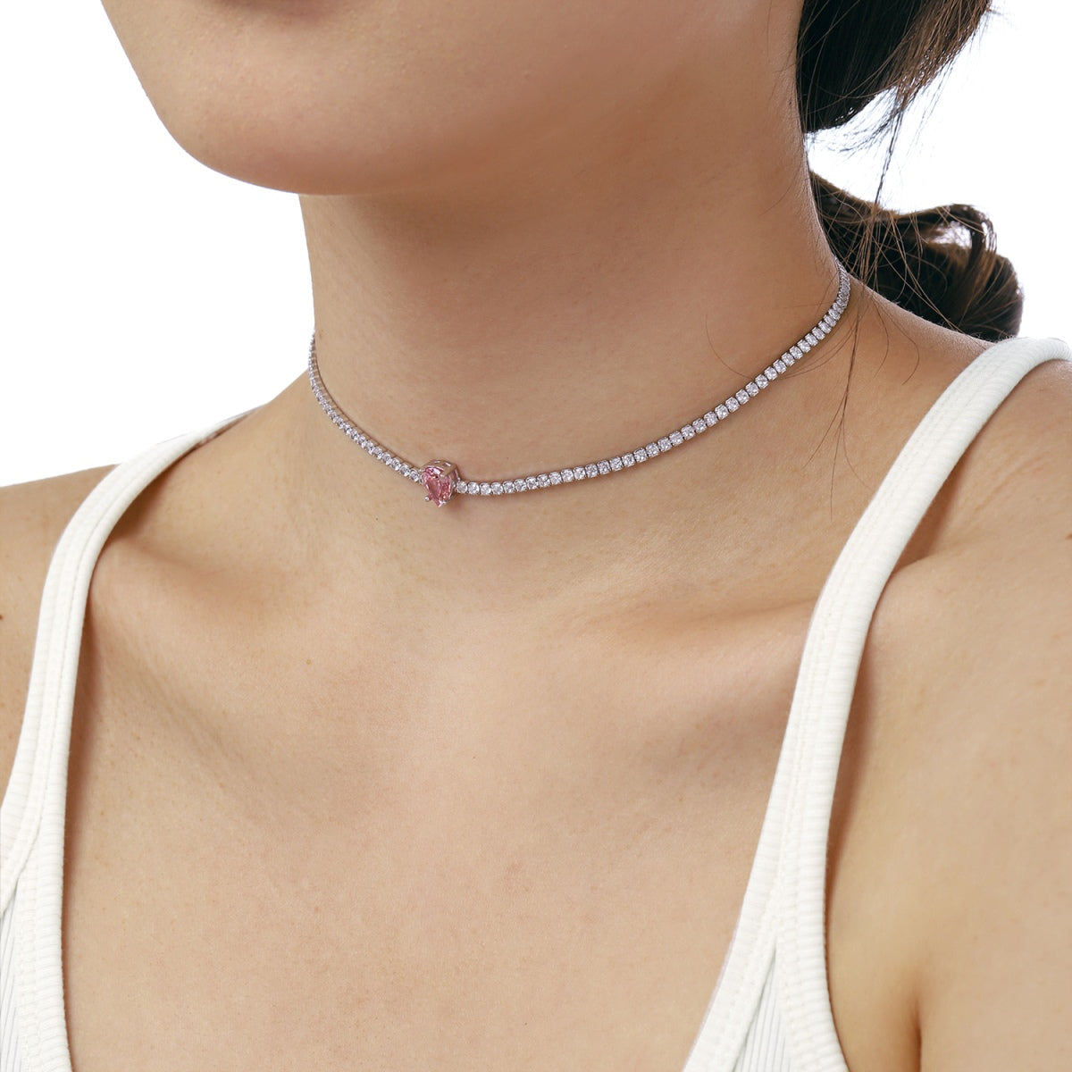 [Love More]1.0 carat Unique Pear Cut Tennis Necklace