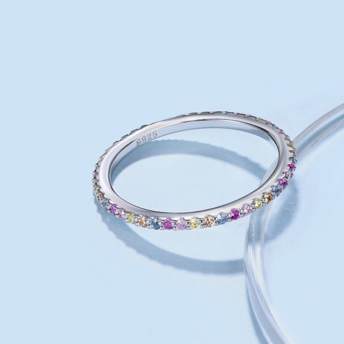 [Love More]Ornate Colorful Round Cut Tennis Ring