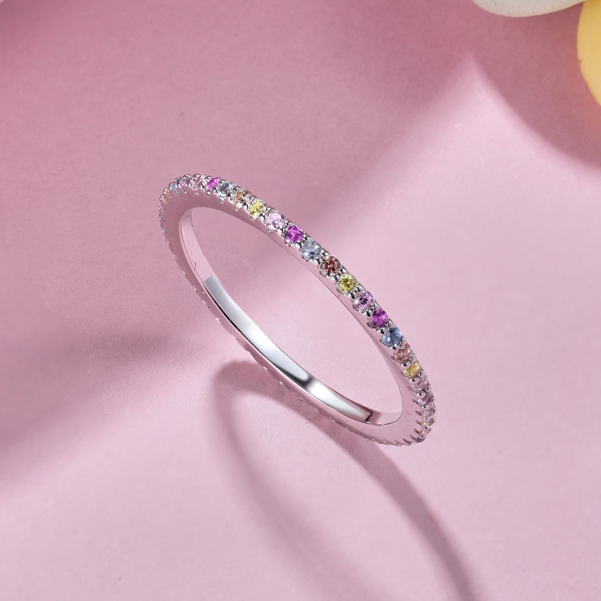 [Love More]Ornate Colorful Round Cut Tennis Ring