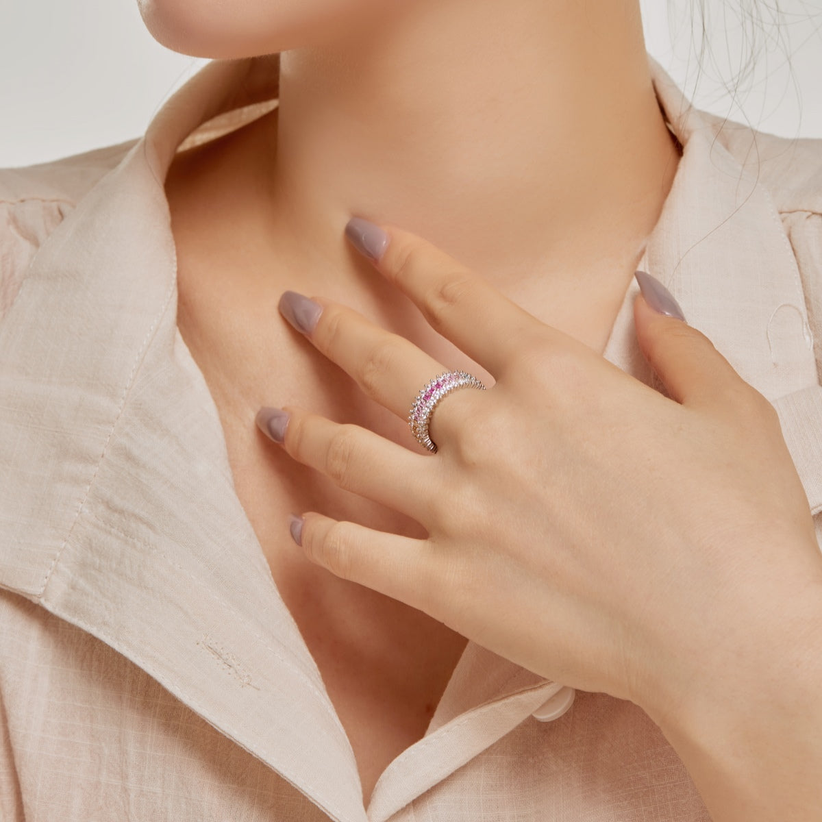 [Love More]Ornate Colorful Radiant Cut Daily Ring