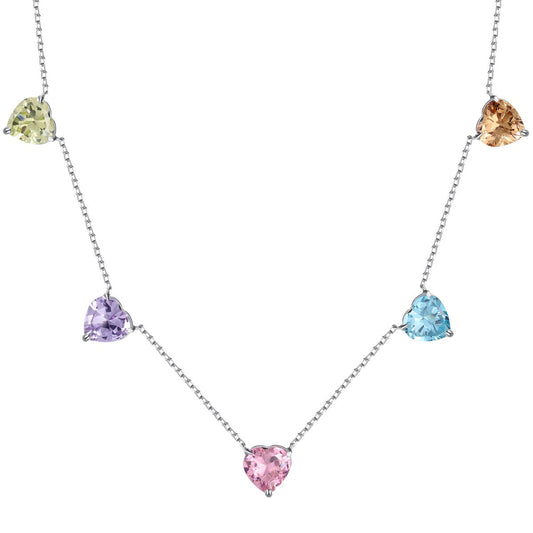 [Love More]Sparkling Colorful Heart Cut Necklace