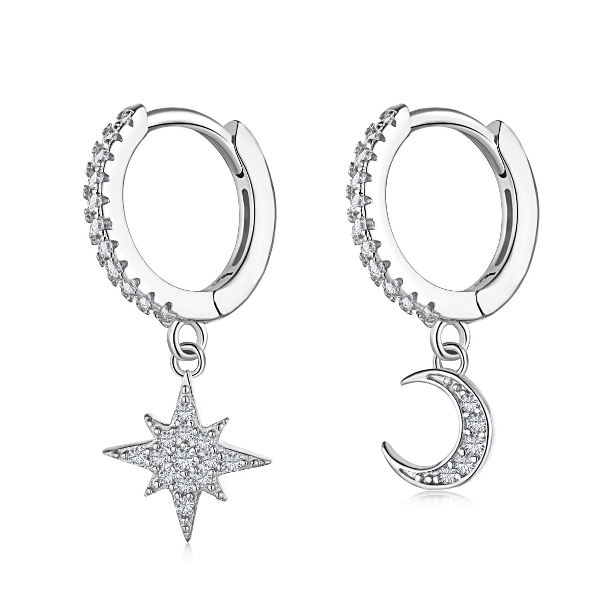 [Love More]Star and Moon Asymmetric Earrings