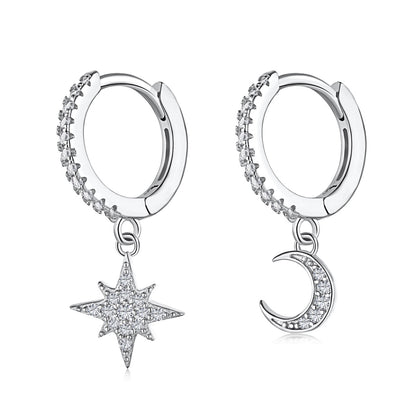 [Love More]Star and Moon Asymmetric Earrings