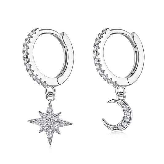 [Love More]Star and Moon Asymmetric Earrings