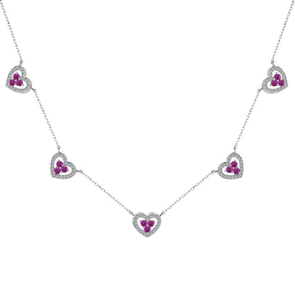 [Love More]Sparkling Five Heart Necklace