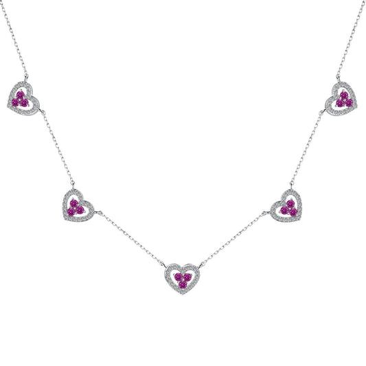 [Love More]Sparkling Five Heart Necklace