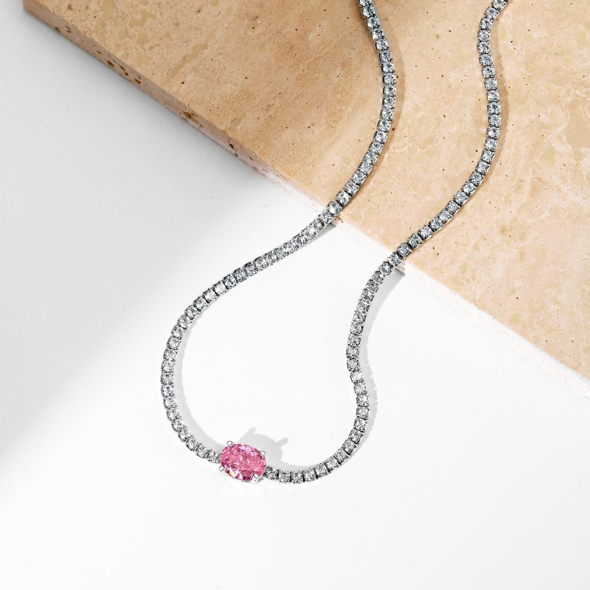 [Love More]1.0 Carat Shining Oval Cut Necklace