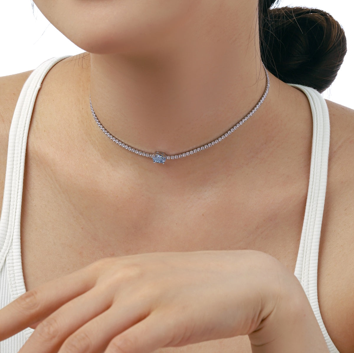 [Love More]1.0 Carat Shining Oval Cut Necklace