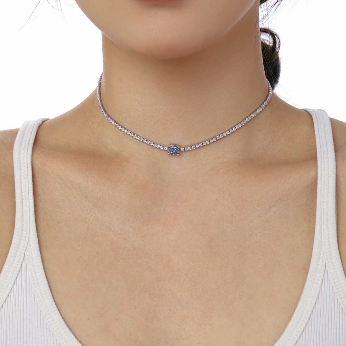[Love More]1.0 Carat Shining Oval Cut Necklace