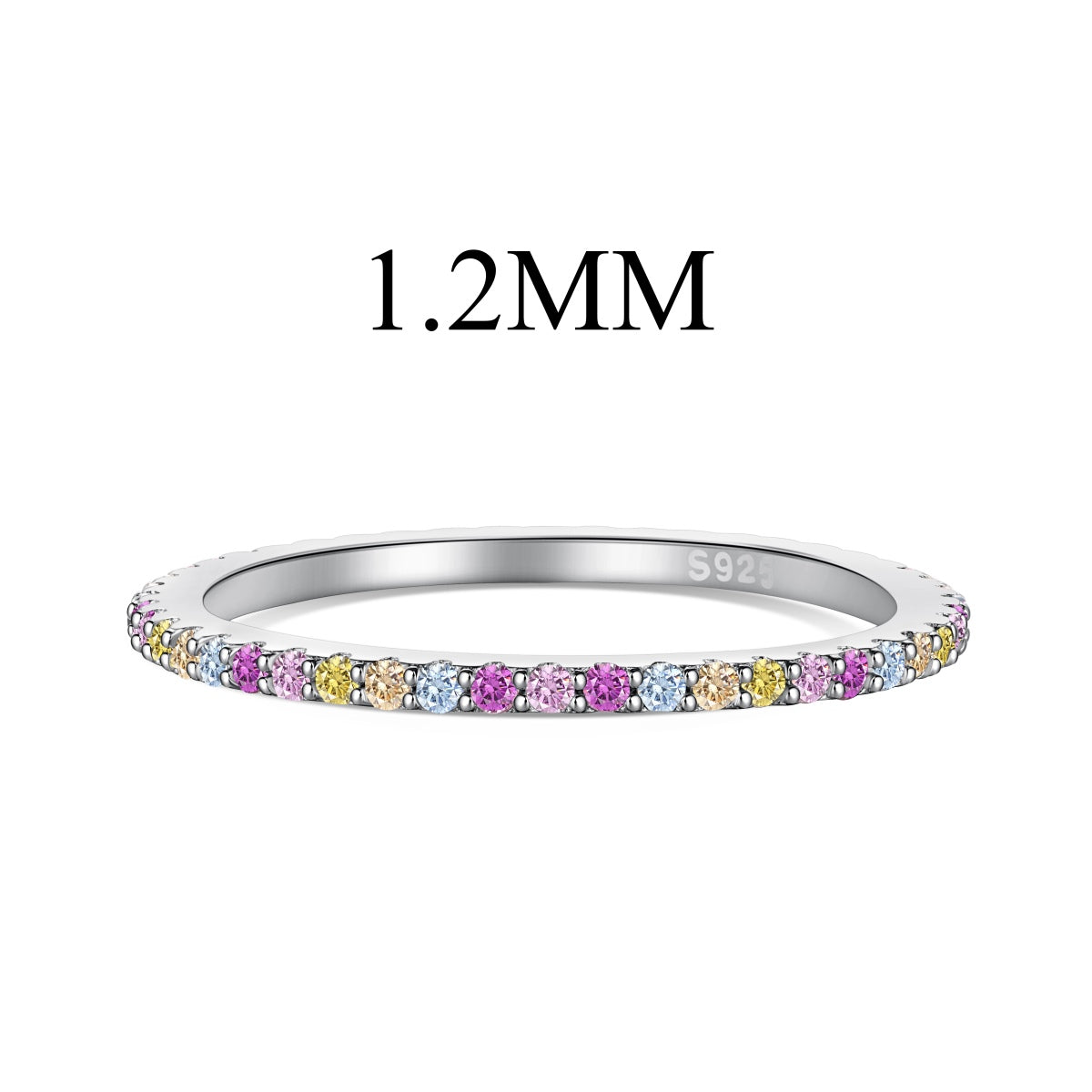 [Love More]Ornate Colorful Round Cut Tennis Ring