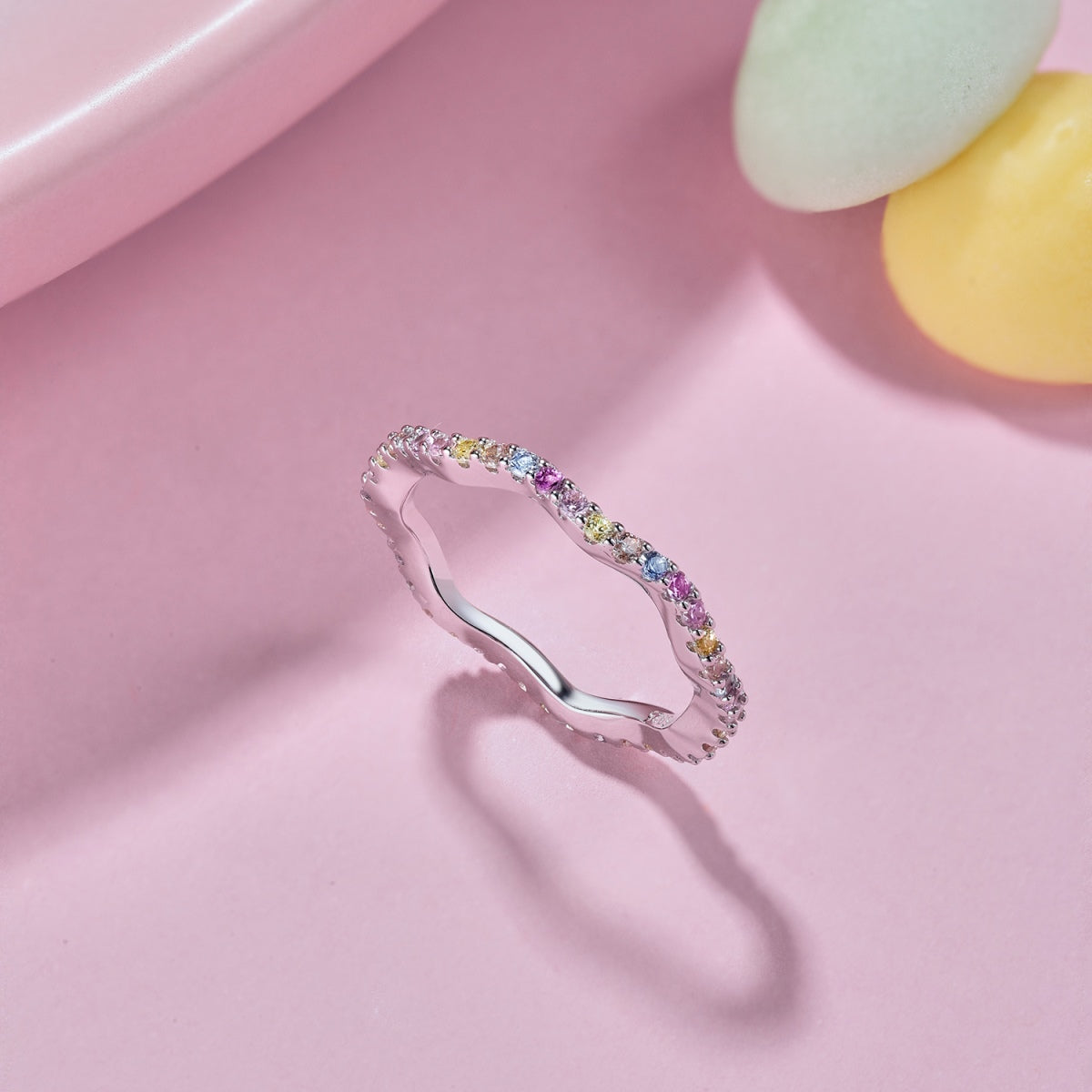 [Love More]Dainty Colorful Round Cut Party Ring
