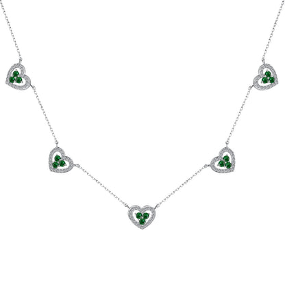 [Love More]Sparkling Five Heart Necklace