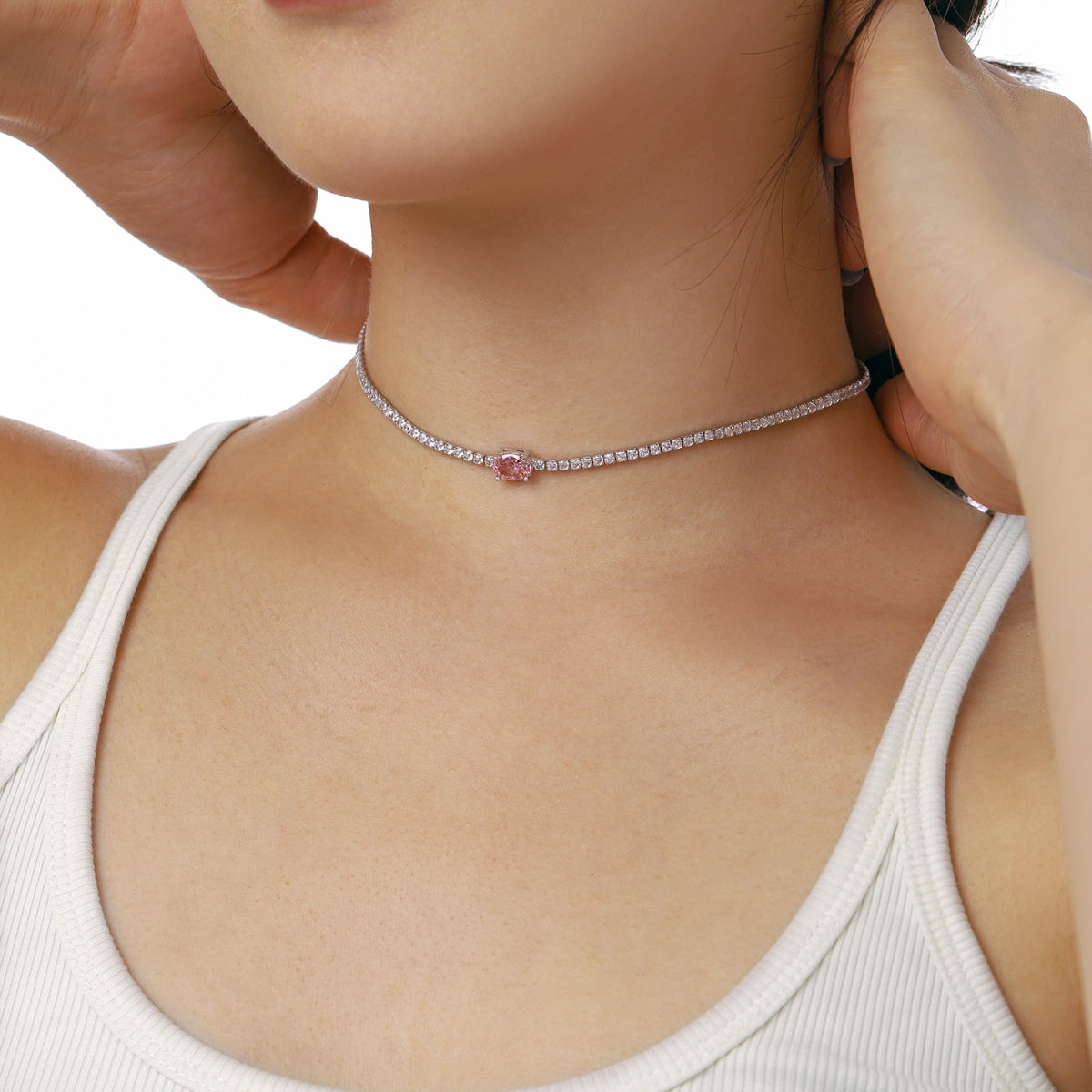 [Love More]1.0 Carat Shining Oval Cut Necklace