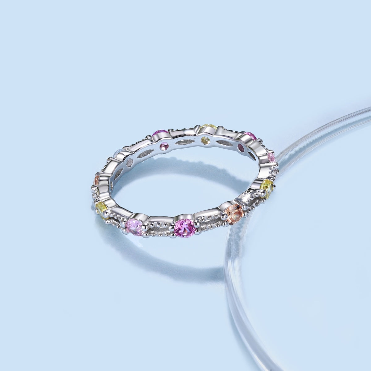 [Love More]Sparkling Colorful Round Cut Tennis Ring